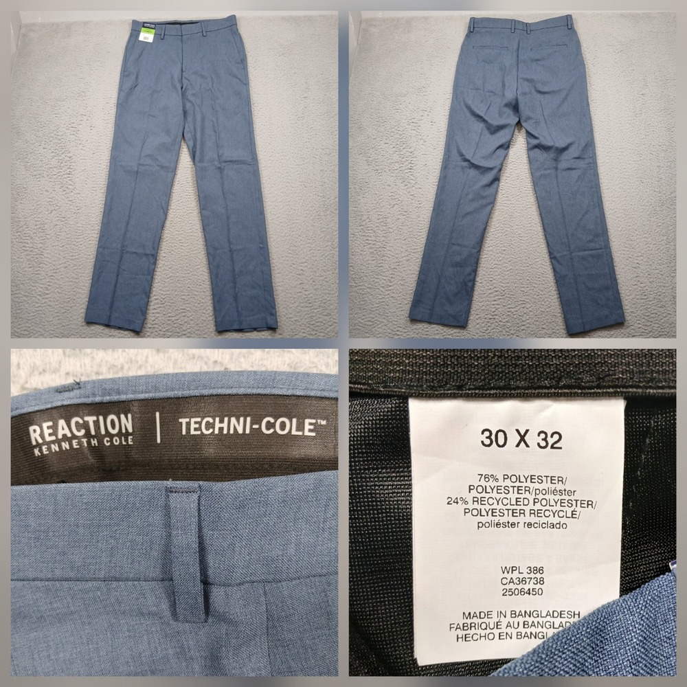 Kenneth Cole Reaction Techni-Cole Dress Pants Men 30x32 Blue